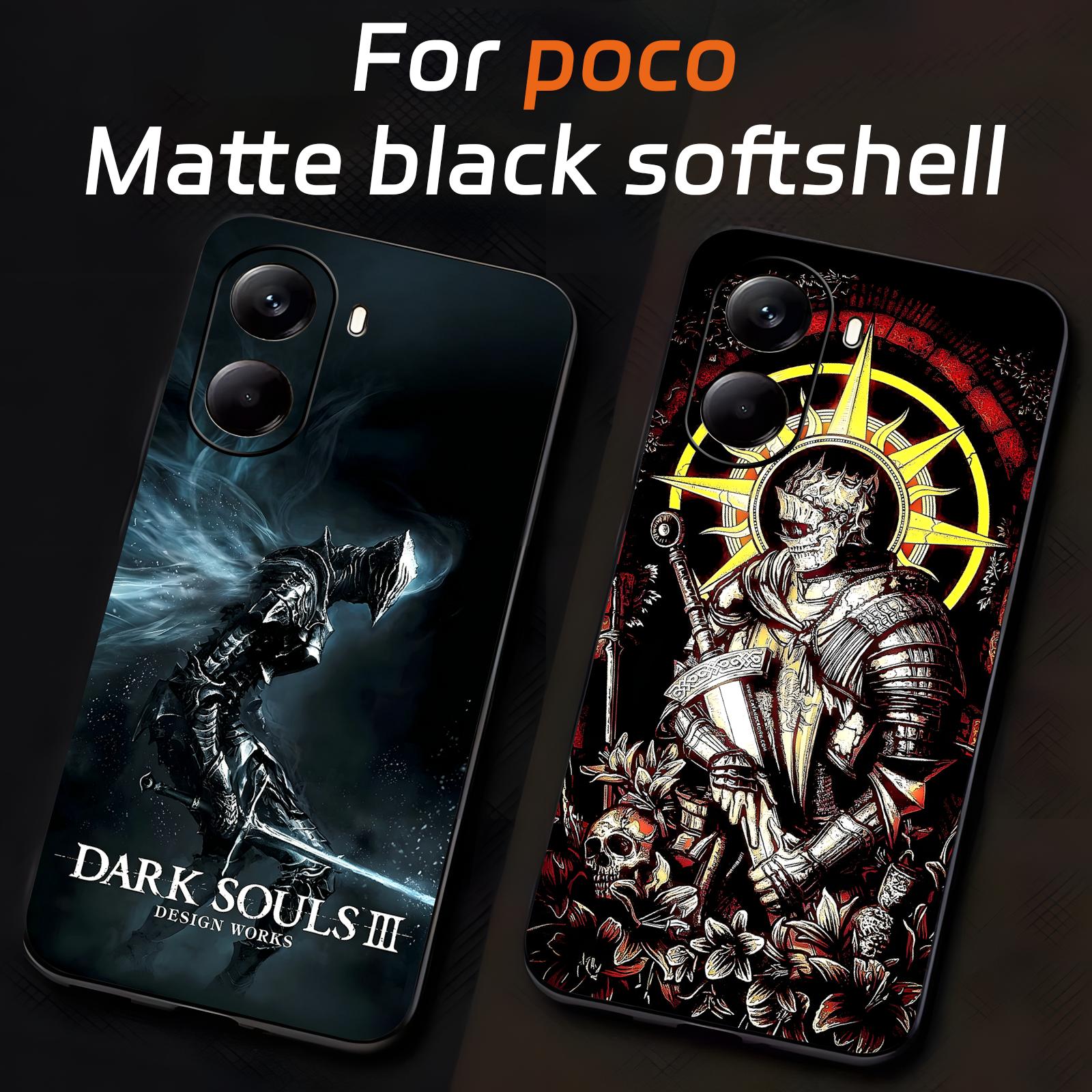 Xiaomi Poco X6 - 人気ゲーム「ダークソウル」のスマホケース。Xiaomi POCO M8、M7、M6、X8、X7、X6、F9、F8、F7、F6 Pro 5Gに対応。ソフト素材の黒色、耐衝撃カバー。