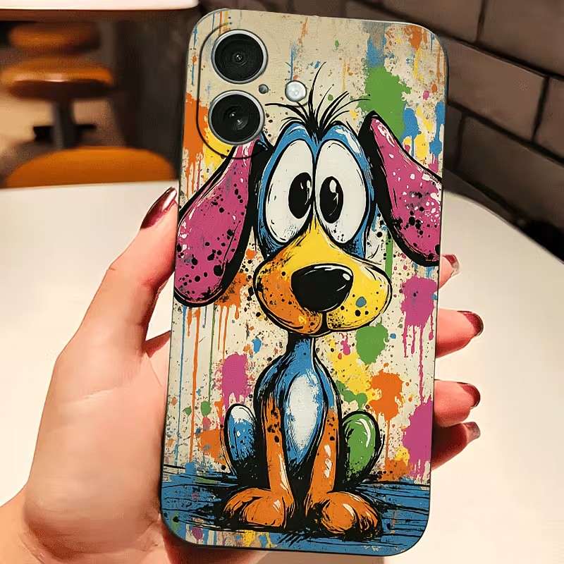 落書きカラーの子犬柄TPUスマホケース iPhone 17  - Apple Iphone 16 のレビューと価格