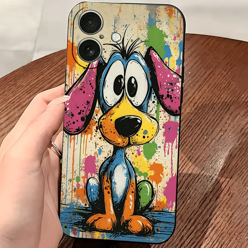落書きカラーの子犬柄TPUスマホケース iPhone 17  - Apple Iphone 16 のレビューと価格